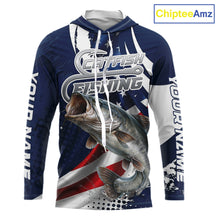 Load image into Gallery viewer, Catfish Fishing American Flag Custom Long Sleeve Hooded Tournament Fishing Shirts, Team Catfish Shirts NBT718