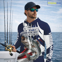 Load image into Gallery viewer, Catfish Fishing American Flag Custom Long Sleeve Hooded Tournament Fishing Shirts, Team Catfish Shirts NBT718