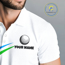 Load image into Gallery viewer, White Funny Golf Ball Custom Team Polo Shirt, Personalized Mens Golf Polo Shirt, Golf Lovers Gift NBT603