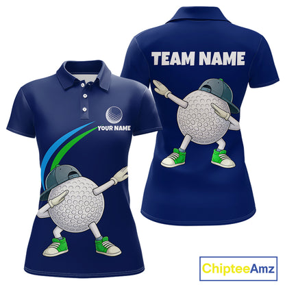Blue Funny Golf Ball Custom Team Polo Shirt, Personalized Womens Golf Polo Shirt, Golf Lovers Gift NBT604