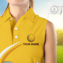 Load image into Gallery viewer, Yellow Funny Golf Ball Custom Team Polo Shirt, Personalized Womens Sleeveless Golf Polo Shirt, Golf Lovers Gift NBT606