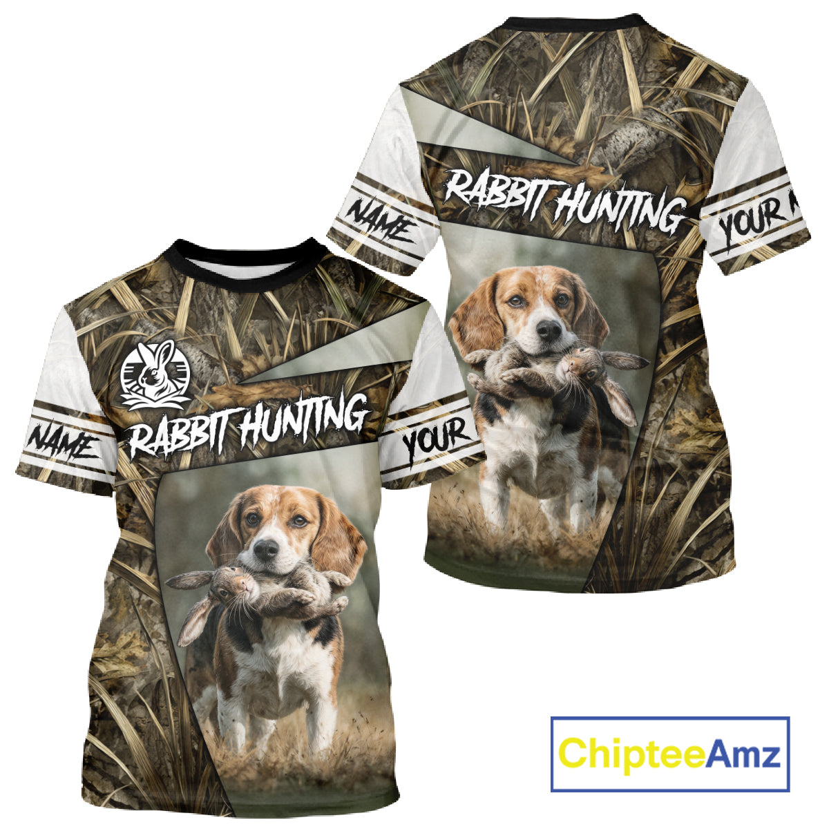 Rabbit Hunting Beagle Dog Camouflage Custom Name 3D Shirts, Rabbit Hunting Clothing for Men NBT215