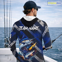 Load image into Gallery viewer, Marlin Fishing Custom Long Sleeve Hooded Fishing Shirts, Funny Beer Marlin Fishing Shirt NBT737
