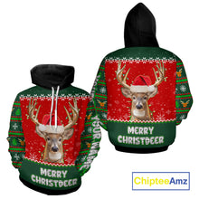Load image into Gallery viewer, Funny Ugly Christmas Pattern Deer Hunting Custom Name 3D All Over Print Shirts Christmas Shirt NBT285