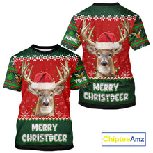 Load image into Gallery viewer, Funny Ugly Christmas Pattern Deer Hunting Custom Name 3D All Over Print Shirts Christmas Shirt NBT285