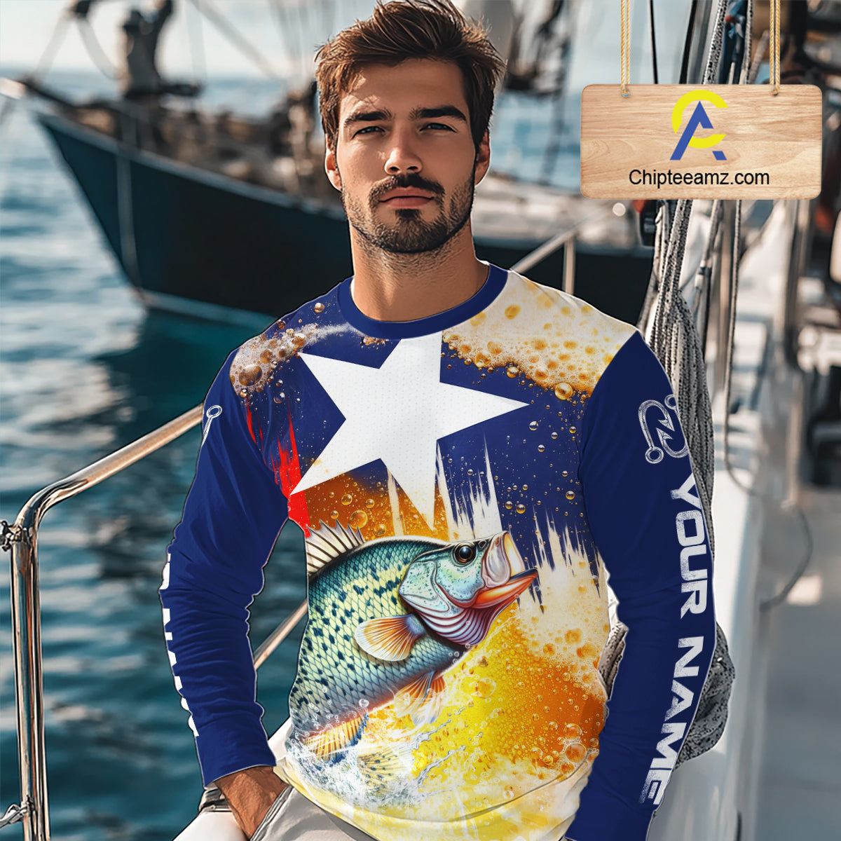 Custom Texas Flag Crappie Fishing Shirts, Funny Fishing Beer Shirts Long Sleeve For Team NBT617