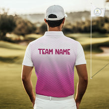 Load image into Gallery viewer, Pink White Mens Polo Golf  Shirts Custom Name Golf Shirt For Men, Golf Team Clothes NBT505