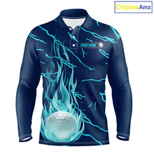 Load image into Gallery viewer, Golf Balls Blue Flame Pattern Womens Golf Polo Shirts Matching Golf Outfits For Men NBT748