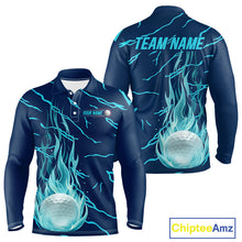 Load image into Gallery viewer, Golf Balls Blue Flame Pattern Womens Golf Polo Shirts Matching Golf Outfits For Men NBT748