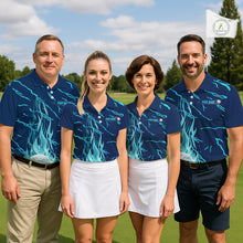 Load image into Gallery viewer, Matching golf outfits for men and women – blue flame golf balls polo shirt