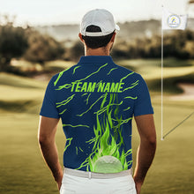 Load image into Gallery viewer, Golf Balls Green Flame Pattern Womens Golf Polo Shirts Matching Golf Outfits For Men NBT749