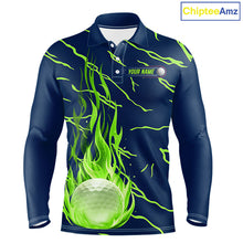 Load image into Gallery viewer, Golf Balls Green Flame Pattern Womens Golf Polo Shirts Matching Golf Outfits For Men NBT749