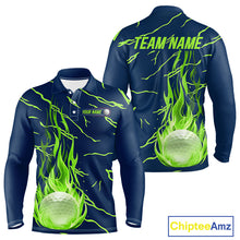 Load image into Gallery viewer, Golf Balls Green Flame Pattern Womens Golf Polo Shirts Matching Golf Outfits For Men NBT749