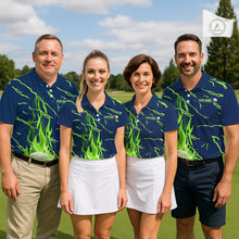 Load image into Gallery viewer, Golf Balls Green Flame Pattern Womens Golf Polo Shirts Matching Golf Outfits For Men NBT749