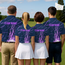 Load image into Gallery viewer, Matching golf outfits for men and women – purple flame golf balls polo shirt