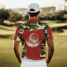 Load image into Gallery viewer, Red Camo Mens Golf Polo Shirts Custom Golf Outfit For Mens, Team Golf Shirts NBT633