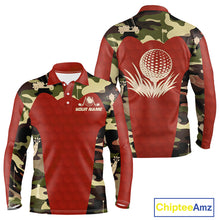 Load image into Gallery viewer, Red Camo Mens Golf Polo Shirts Custom Golf Outfit For Mens, Team Golf Shirts NBT633