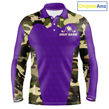 Load image into Gallery viewer, Purple Camo Mens Golf Polo Shirts Custom Golf Outfit For Mens, Team Golf Shirts NBT635