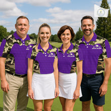 Load image into Gallery viewer, Purple Camo Mens Golf Polo Shirts Custom Golf Outfit For Mens, Team Golf Shirts NBT635