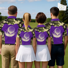 Load image into Gallery viewer, Purple Camo Mens Golf Polo Shirts Custom Golf Outfit For Mens, Team Golf Shirts NBT635
