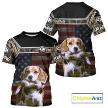 Load image into Gallery viewer, Custom Camouflage Rabbit Hunting Beagle Dog US Flag for Men, Rabbit Hunting Gifts NBT244