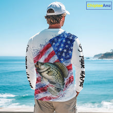 Load image into Gallery viewer, American Flag Patriotic Crappie Fishing Custom Long Sleeve Shirts, 4th of July Fishing Tournament Shirts NBT525