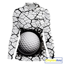 Load image into Gallery viewer, Golf Ball Breaking Polo Shirt, Black And White Cracking Pattern Polo Shirt, Best Golf Gift For Women NBT542