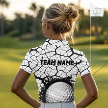 Load image into Gallery viewer, Golf Ball Breaking Polo Shirt, Black And White Cracking Pattern Polo Shirt, Best Golf Gift For Women NBT542