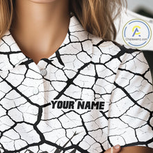 Load image into Gallery viewer, Golf Ball Breaking Polo Shirt, Black And White Cracking Pattern Polo Shirt, Best Golf Gift For Women NBT542