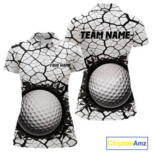 Load image into Gallery viewer, Golf Ball Breaking Polo Shirt, Black And White Cracking Pattern Polo Shirt, Best Golf Gift For Women NBT542