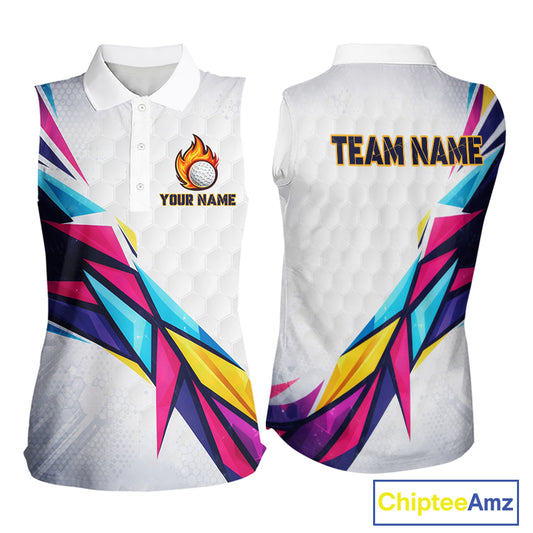 Womens Sleeveless Golf Polo Shirts Custom Name Golf Shirts For Women, White Golf Shirts, Gift For Golf Lovers NBT549