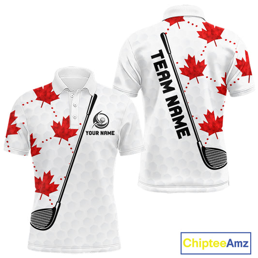 Custom Canadian Flag Mens Golf Polo Shirt Custom Maple Leaves Canada Golf Shirt For Men, Golf Gifts NBT556