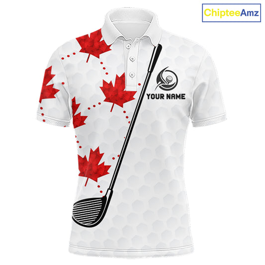Custom Canadian Flag Mens Golf Polo Shirt Custom Maple Leaves Canada Golf Shirt For Men, Golf Gifts NBT556