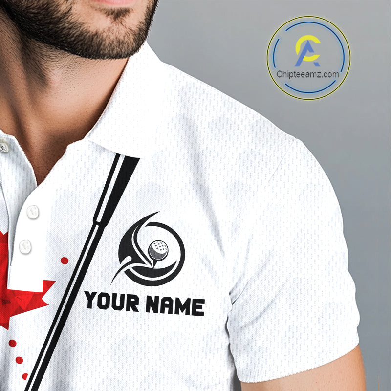 Custom Canadian Flag Mens Golf Polo Shirt Custom Maple Leaves Canada Golf Shirt For Men, Golf Gifts NBT556