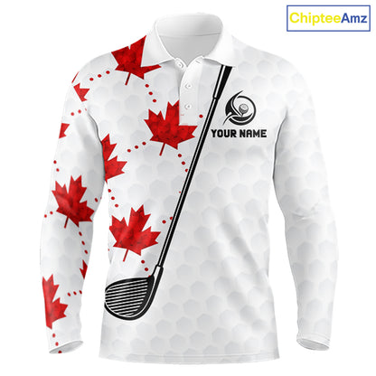 Custom Canadian Flag Mens Golf Polo Shirt Custom Maple Leaves Canada Golf Shirt For Men, Golf Gifts NBT556
