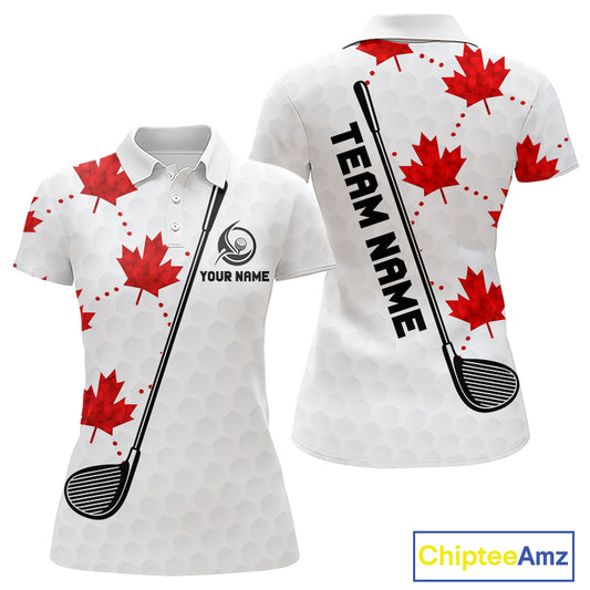 Custom Canadian Flag Womens Golf Polo Shirt Custom Maple Leaves Canada Golf Shirt For Ladies, Golf Gifts NBT556
