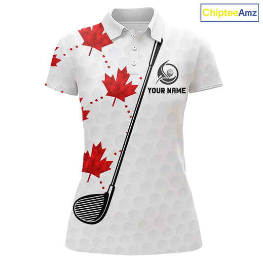 Custom Canadian Flag Womens Golf Polo Shirt Custom Maple Leaves Canada Golf Shirt For Ladies, Golf Gifts NBT556