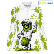 Load image into Gallery viewer, Funny Pickles Womens Golf Polo Shirt, Matching Golf Polo, Argyle Pattern Golf Shirts For Ladies NBT611