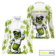 Load image into Gallery viewer, Funny Pickles Womens Golf Polo Shirt, Matching Golf Polo, Argyle Pattern Golf Shirts For Ladies NBT611