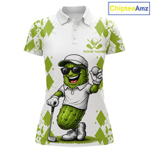 Load image into Gallery viewer, Funny Pickles Womens Golf Polo Shirt, Matching Golf Polo, Argyle Pattern Golf Shirts For Ladies NBT611