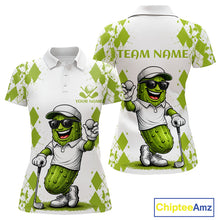 Load image into Gallery viewer, Funny Pickles Womens Golf Polo Shirt, Matching Golf Polo, Argyle Pattern Golf Shirts For Ladies NBT611