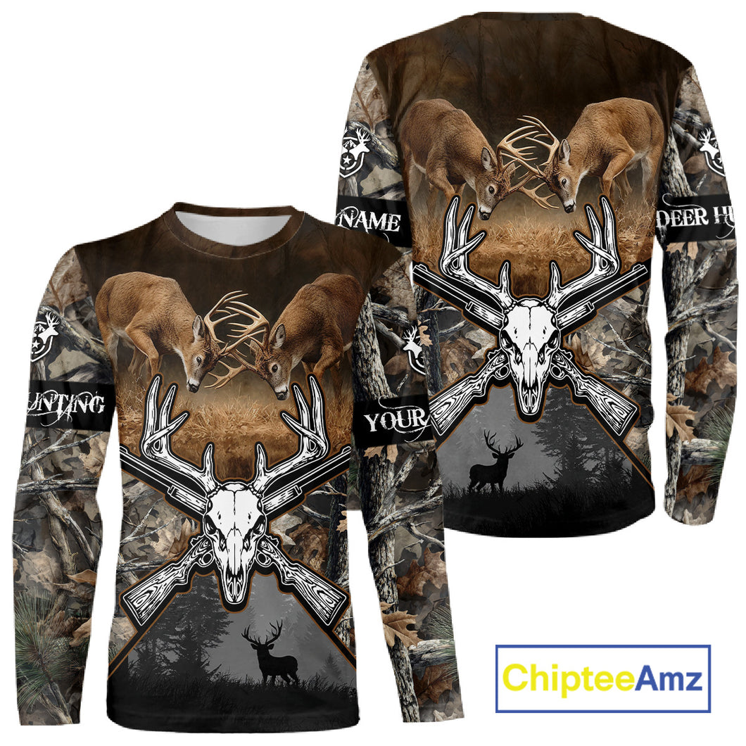 Whitetail Deer Hunting Custom Name Camo Shirt, Deer Hunting Clothing, Camouflage Deer Shirts NBT281
