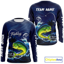 Load image into Gallery viewer, Mahi Mahi Fishing Custom Performance Fishing Shirts, Mahi Mahi Fishing Shirts Long Sleeve NBT856