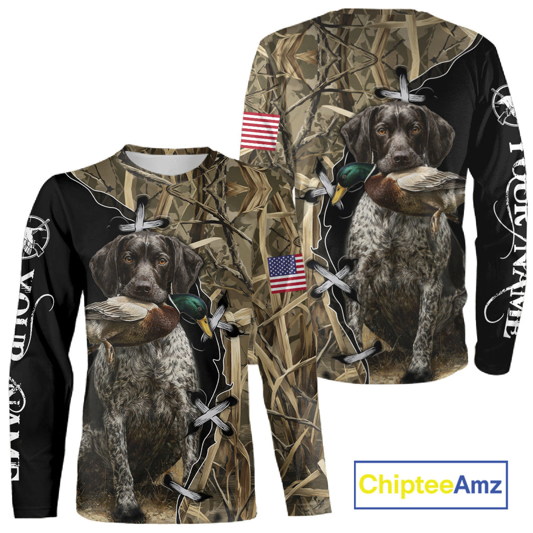 Duck Hunting with German Wirehaired Pointer Customize Name 3D All Over Printed Shirts Personalized Gift NBT151
