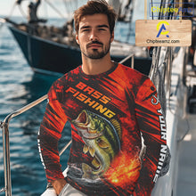 Load image into Gallery viewer, Personalized Fishing Bass Long Sleeve Fishing Shirts Orange Custom Nam, Fishing Shirts For Men NBT382