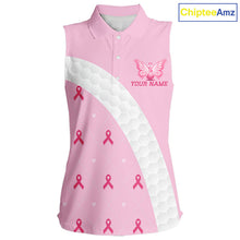 Load image into Gallery viewer, Golf Against Cancer Pink Golf Icon Women's Sleeveless Polo Shirt, Breast Cancer Awareness Women Golf Shirt, Golf Gifts NBT530