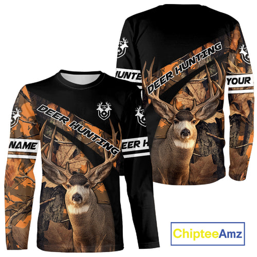 Deer Hunting Orange Camouflage Custom Name Shirts, Personalized Deer Hunting Clothes, Hunting Gifts NBT167