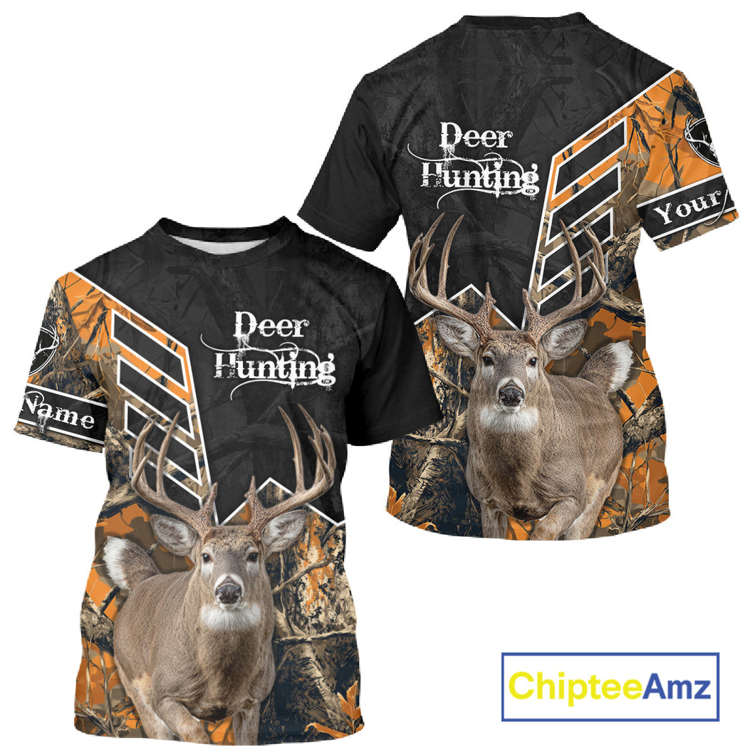 Whitetail Deer Hunting Camo Custom Name 3D Prints Shirts for Men, Hunting Gifts NBT182