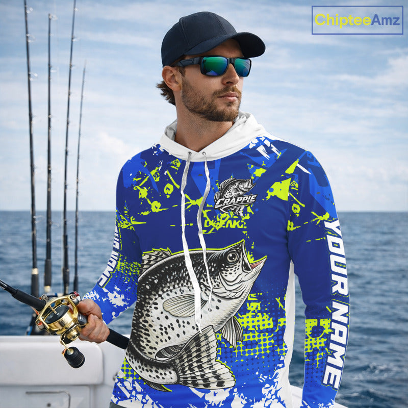 Custom Crappie Fishing Camo Fishing Shirts Long Sleeve, Crappie Tournament Fishing Shirts NBT440