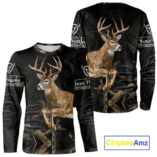 Deer Hunting Dark Camouflage Shirts for Deer Hunters, Personalized Hunting Shirts NBT278